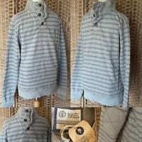 BNWT FAT FACE Grey Striped 100% COTTON Button Neck Sweatshirt S 40 - S Regular