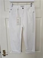 Fat Face Hertford Trousers Size 12 Skinny Capri Denim Crops White BNWT Rrp £45 - 12 Regular