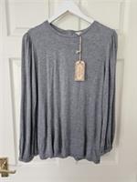 Fat Face Tamara Top Grey Marl With Silver Sparkle Size 16 Long Sleeves Grey BNWT - 16 Regular