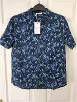 Fat Face Boys Shirt Resort Printed Size 11-12 Years Navy Cotton New With Tags