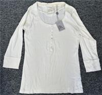 Brand New Fat Face Cream Round Neck Half Button 3/4 Sleeve Top Size 16 - 16 Regular