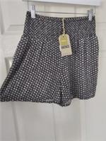 Fat Face Rylee Shorts Shirred Waist Pockets Black Size 6 New With Tags - 6 Regular
