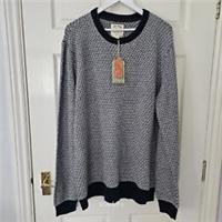 Fat Face Perth Jumper Size L P2P 25.5 Oversize Navy & Grey Micro Texture New - L Regular