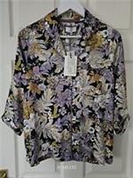 Fat Face Pyjama Top Fern Floral Size 8 New But Tiny Pull Purple Black Loungewear - 8 Regular