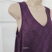Fat Face Linen Top Size 10 Sleeveless Burgundy Fig Colour Summer Festival - 10 Regular