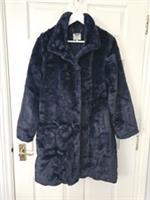 Fat Face Faye Coat Faux Fur Size 12 Navy Soft Feel Lined New Without Tags - 12 Regular