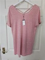 Fat face Athleisure Top 100% Linen Hayley Cross Back Size Medium Pink BNWT - M Regular
