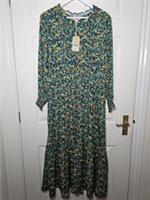Fat Face Jolene Dress Maxi Spring Floral Size 10 Pockets Tiered Button Front - 10 Regular