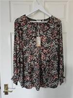 Fat Face Dylan Top Size 8 Blush Floral Longline Oversized New With Tags - 8 Regular