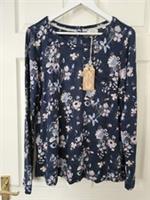 Fat Face Mary Top Size 14 Polka Dot Meadow Long Sleeves Cotton Modal BNWT - 14 Regular