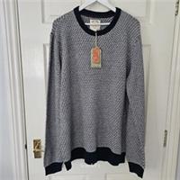 Fat Face Perth Jumper Size L P2P 25.5" Oversize Navy & Grey Micro Texture New - L Regular
