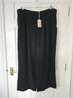 Fat Face Blake Trousers Size 20 Short Black Wide Leg Drape Lyocell BNWT Rrp &pound;69 - 20 Regular
