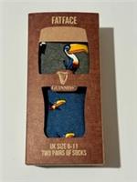 Fat Face Guinness Mens Socks Toucan Ireland TWO Pairs 6-11 Boxed Gift Rare NEW