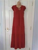 Fat Face Suki Dress Tiered Maxi Size 10 Burnt Orange Rust Jersey Boho Stretch - 10 Regular