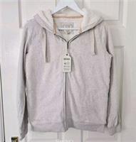 Fat Face Ava Hoodie Borg Lining Size XS P2P 20" Oatmeal Zip Closure New With Tag