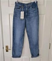 Fat Face Mom Jeans Size 6 Blue Rolled Up Denim New With Tags Cotton Lyocell - 6 Regular