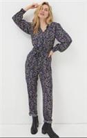 BNWT Fat Face Vinnie Black Floral Long Sleeve Jumpsuit - Size UK 16 - Fatface - 16 Regular