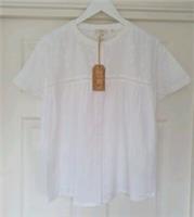 Fat Face Paulina Top Broderie Anglaise Top Shirt Size 16 Ivory 100% Cotton BNWT - 16 Regular
