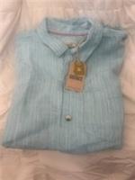 Fat Face Mens Short Sleeve Linen Casual Shirt Small Turquoise New RRP &pound;52 - S Regular