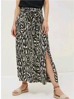 Fat Face Sacha Midi Skirt Size 22 Black Paint Stroke Elasticated Back Small Pull - 22 Plus