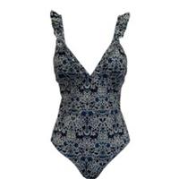 NEW w Tags FatFace Liberty Blue Teal Ruffle Swimsuit Floral Pattern - UK10 - 10 Regular