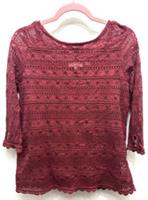 New! FatFace UK10 Eu38 US6 merlot red lace 2-piece 3/4 sleeve button back blouse - 10 Regular