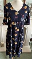 Fat Face Lois Twilight Blooms Midi Blue Floral Dress Size 12 Wedding Occasions - 12 Regular