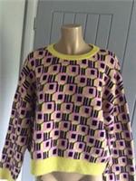 PRIMARK Ladies Geometric Chunky Wool Knit Jumper UK 14/16 Crew Neck Unused - L UK 14/16 Pit To Pit 25 Regular