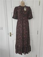 Fat Face Mila Midi Dress Size 6 Regular Short Puff Sleeves New With Tags - 6 Regular