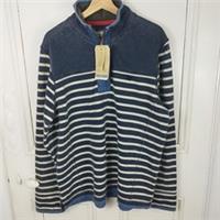 Fat Face 1/4 Zip Airlie Breton Stripe Navy Cream Nautical Borg New Men's Large - L Regular
