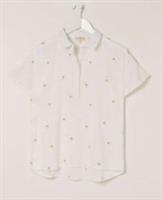 BNWT Fat Face Marley Sparkle Popover Top Blouse Ivory Gold UK 12 Cotton Mix - 12 Regular