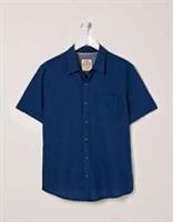 New Mens Fat Face Shirt Bugle Micro Check Small French Blue Cotton Linen Blend - S Regular