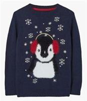 Fatface Girls Christmas Penguin Navy Jumper Age 9-10 Years *BNWT*