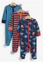 Fatface Baby Boys 3 Pack Christmas Dinosaur Sleepsuits *BNWT*