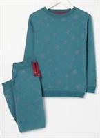 Fatface Girls Teal Star Crew Neck Sweat & Joggers Set Age 5-6 Years *BNWT*
