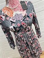 Fat Face Blossom Tunic Dress Geo Black Red Floral Flowers Lightweight Size 18 - 18 Regular
