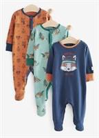 Fatface Baby Boys 3 Pack Of Fox Sleepsuits Age 0-3 Months *BNWT*