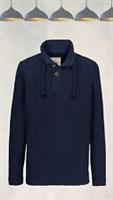 Ex Fat Face Mens Button Half Neck Textured Sweat Top in Navy - S Regular