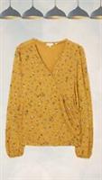 Ex Fat Face Womens Long Sleeve Bethany Ditsy Wrap Top in Yellow (A Bit Defect) - 8 Regular