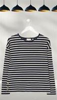 Ex Fat Face Womens Long Sleeve Cotton Leah Stripe Top in Navy (A Bit Defect) - 14 Regular