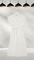 Ex Fat Face Womens Short Sleeve Colette Linen Shirt Dress in White A Bit Defect - 24 Regular