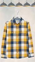 Ex Fat Face Mens Long Sleeve Frendeen Check Shirt in Yellow Mix - L Regular