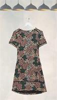 Ex Fat Face Womens Short Sleeve Simone Patchwork Floral Jersey Dress in Black - 16 Long