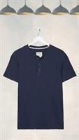 Ex Fat Face Mens Organic Cotton Woodside Slub Henley T-shirt in Navy - XS Regular