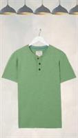 Ex Fat Face Mens Organic Cotton Woodside Slub Henley T-shirt in Green - XS Regular