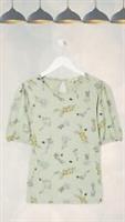 Ex Fat Face Womens Short Sleeve Poppy Bee Garden Top In Green - 8 Regular