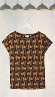 Ex Fat Face Womens Short Sleeve Ivy Parrot T-Shirt in Black - 16 Regular