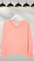 Ex Ex Fat Face Womens Long Sleeve Vienna V Neck Jumper in Pink (A Bit Defect) - 14 Regular