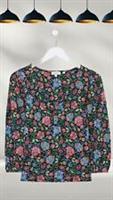 Ex Fat Face Womens Long Sleeve Kara Multi Floral Top in Black (A Bit Defect) - 8 Regular