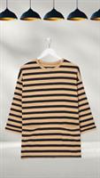 Ex Fat Face Womens Sleeve Amari Stripe Tunic in Tan Brown (A Bit Defect) - 12 Regular